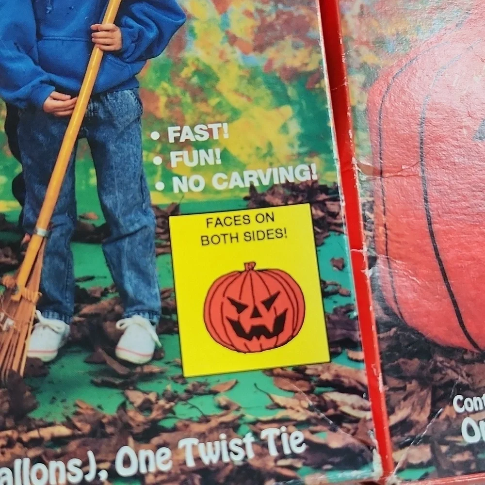 2 Vintage 90s Halloween Giant Pumpkin Leaf Bags New